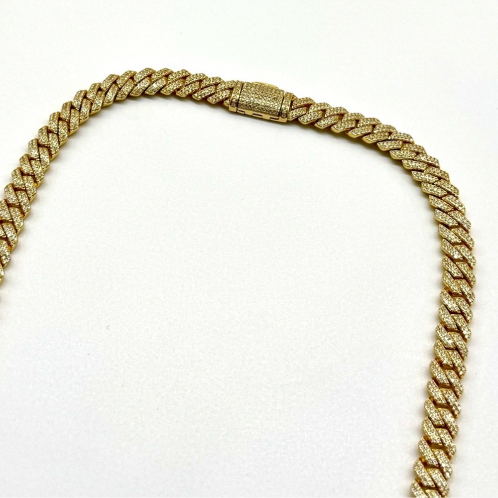 18k Gold Plated, 925 Silver, 9.OCTW Moissanite Square Miami Cuban Chain - Picture 3 of 6